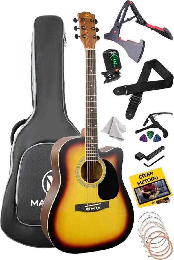 Maxword MCG-650SB Yüksek Kaliteli Ağaç Akustik Gitar Full Set - Image 1