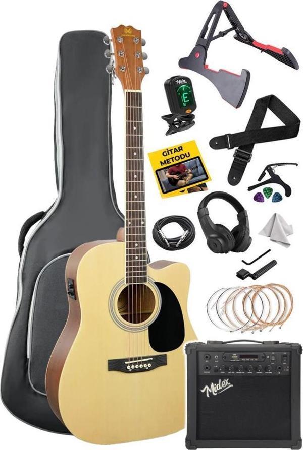 Maxword MCG-750NT-AMP Kaliteli EQ 25W Amfili Elektro Akustik Gitar Seti - Image 1
