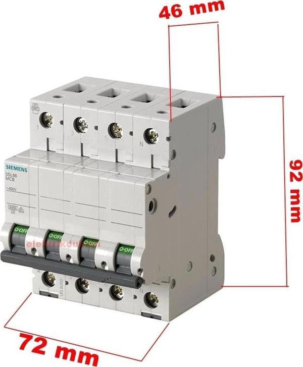 SİEMENS 4x40A C 6kA Trifaze Üç Faz + Nötr Otomat Sanayi Tip Sigorta (4 Kutup Nötür Kesmeli) - Image 1
