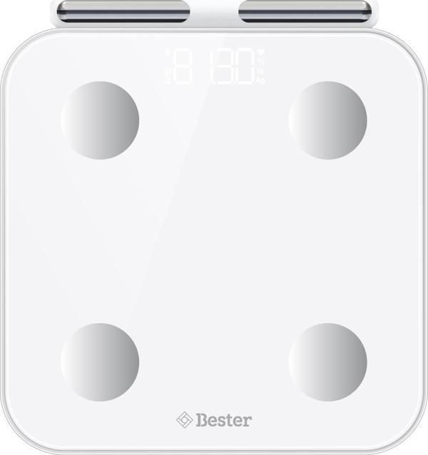 Bester BS7230 8 Elektrotlu Akıllı Tartı – Kompakt Tasarım, LED Ekran, 56 Vücut Ölçümü, Bluetooth 5.0, Type-C Şarj - Image 1