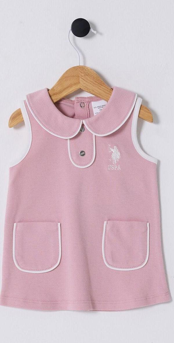 U.S. Polo Assn. Kız Bebek Pembe Elbise - Image 1