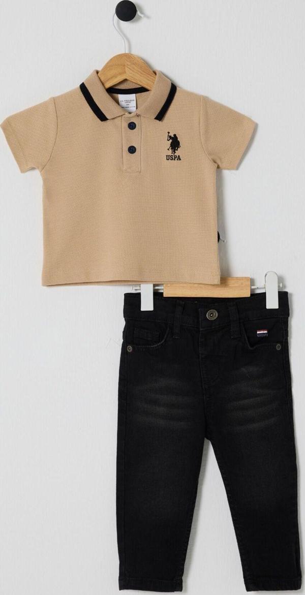 U.S POLO ASSN ERKEK BEBEK 2Lİ  PİKE T-SHIRT TAKIM Bej - Image 1