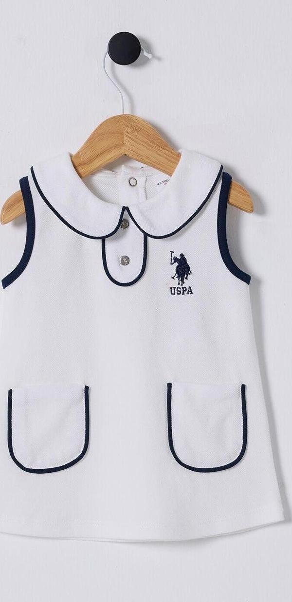 U.S. Polo Assn. Kız Bebek Krem Elbise - Image 1