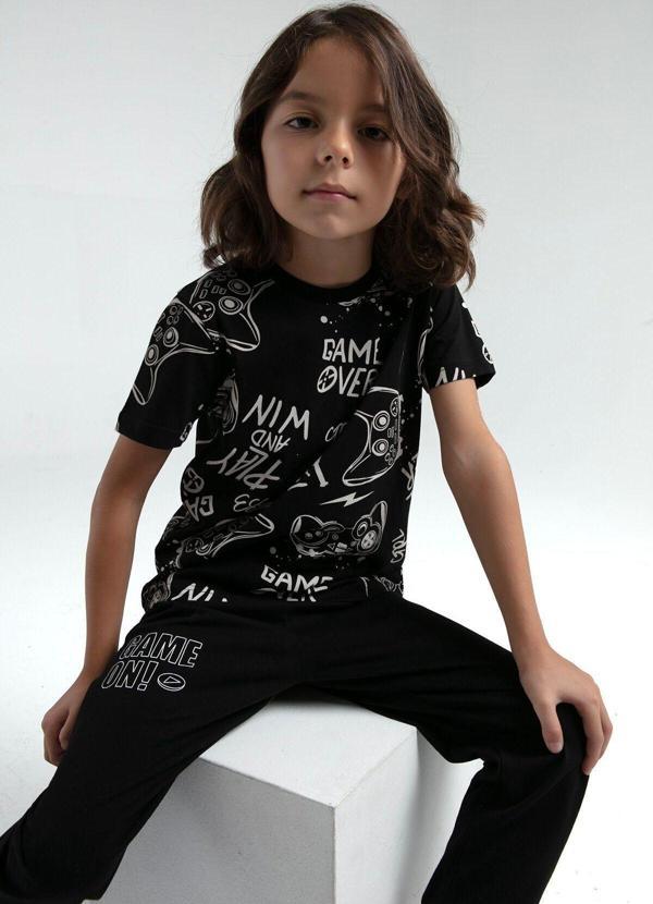 Erkek Çocuk Siyah Kısa Kol Pijama Takım - Image 1