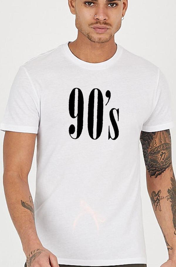 90'lar Baskılı Bisiklet Yaka Erkek Tişört - Image 1