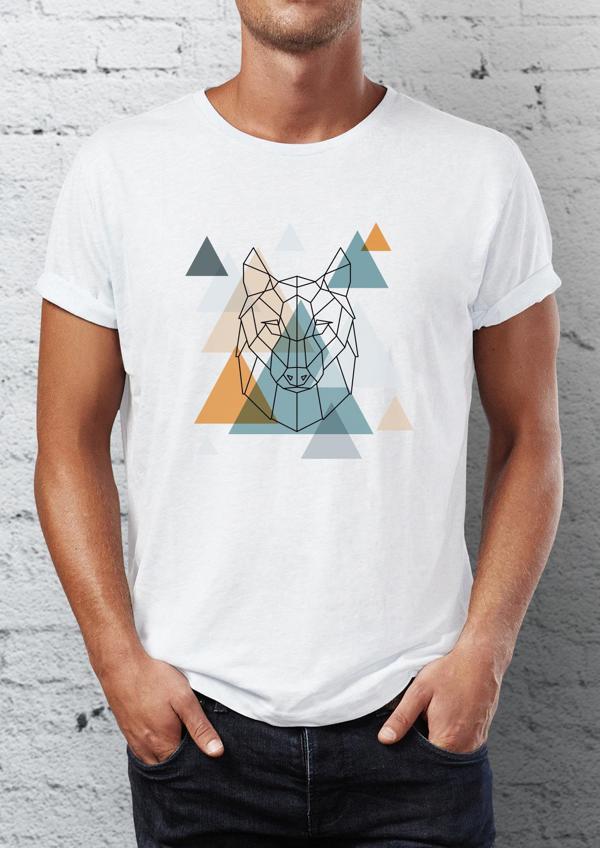 Kurt Baskılı Bisiklet Yaka Erkek Tişört - Image 1