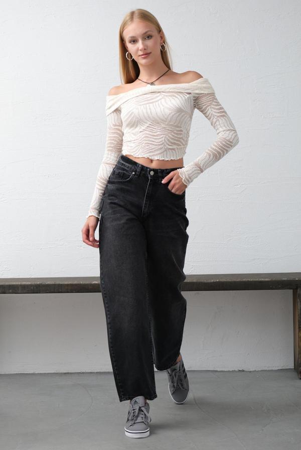 Bol Kesim Yüksek Bel Balloon fit baggy Jean Kot Salaş Kadın Pantolon @Matera - Image 1