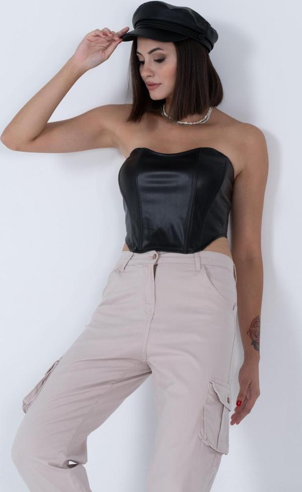 Jogger Rahat Kalıp Paça Lastikli Kargo Cepli Gabardin Kadın Pantolon - Image 1