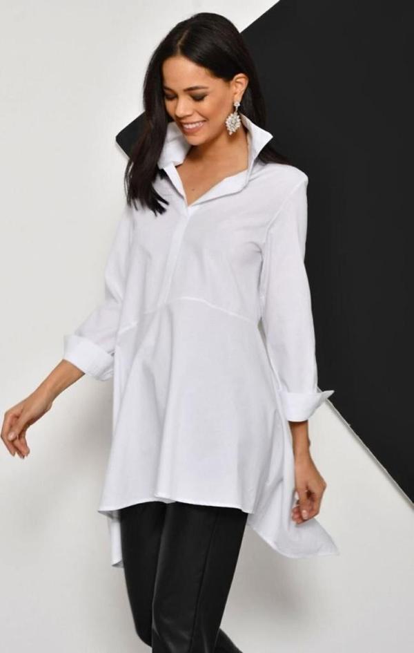 Kadın Asimetrik Tesettüre Uygun Uzun Terikoton Turuncu Tunik Gömlek Elbise 4912230 - Image 1