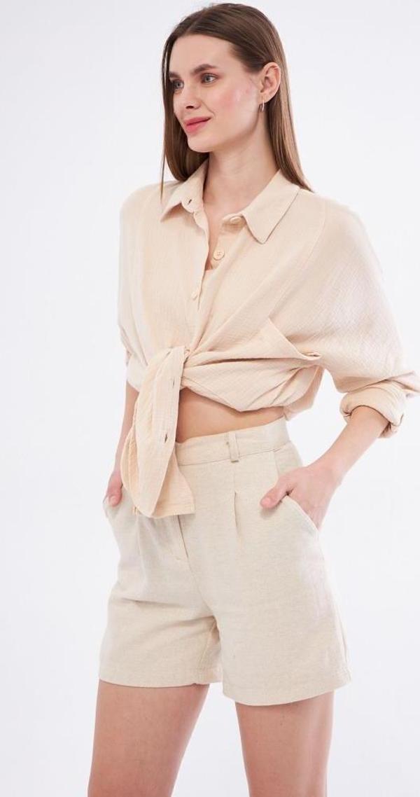 Kadın Yarasa Kol Dokulu Cepli Uzun Spor Gömlek 3406260 - Image 1