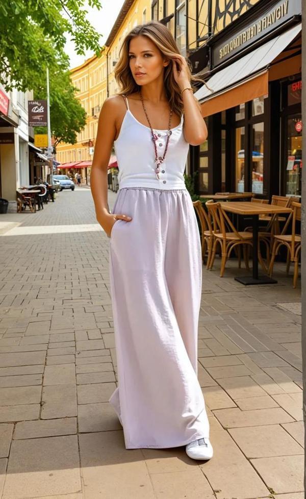 Kadın Beli Lastikli Cepli Bol Paça Salaş Oversize Yumuşak Dokulu Rahat Pantolon  3391260 - Image 1