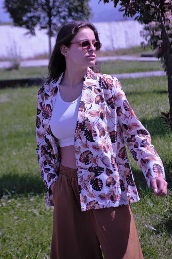 Kadın Bol Kesim Keten Oversize Rahat Ceket 3371200 - Image 1