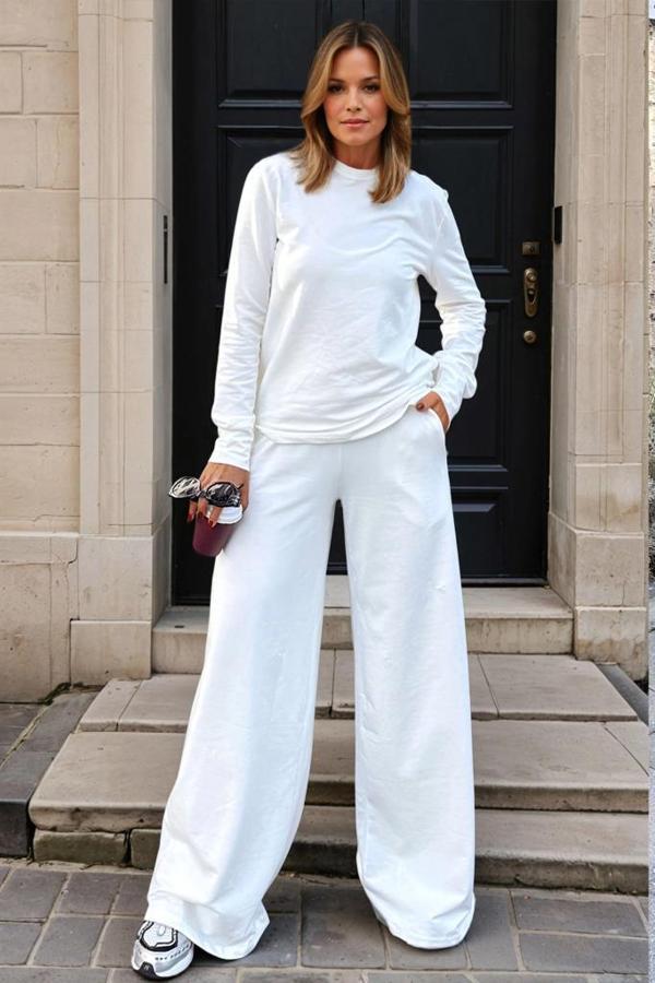 Kadın Uzun Kollu Sweatshirt , Bol Paça Beli Lastikli Cepli Pantolon - Alt & Üst Takım 3485500 - Image 1