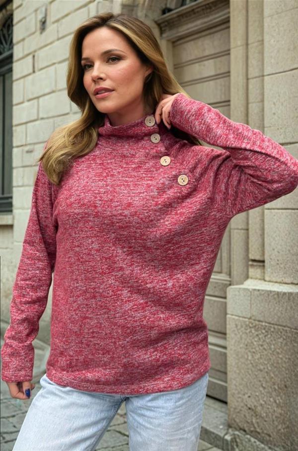 Kadın Balıkçı Yaka Yumoş Düğmeli Kışlık Kazak 3012175 - Image 1