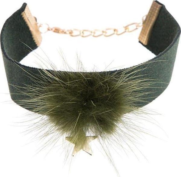 Kadın Ponpon ve Yıldız Detaylı Suni Süet Bileklik Yeşil - Image 1