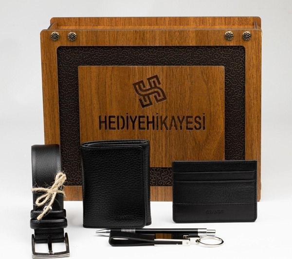 Grande 1414 Hakiki Deri Mıknatıslı Erkek Cüzdan / 747 Hakiki Deri Kartlık Ve Hakiki Deri Kemerseti - Image 1