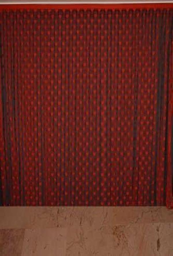 KALPLİ MODEL KIRMIZI RENK İP PERDE HAZIR İP PERDE 300*270 - Image 1