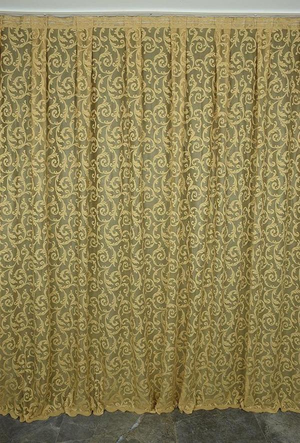 SULTAN 2 MODEL GOLD RENK TEK KANAT Hazır dikilmiş Pileli Fon Perde 300*260 cm - Image 1