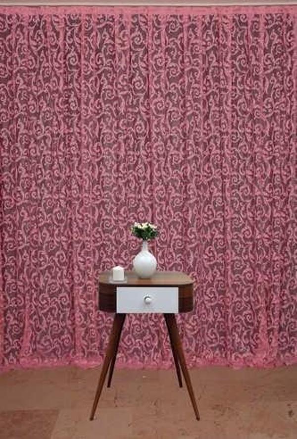 SULTAN 2 MODEL PEMBE RENK TEK KANAT Hazır dikilmiş Pileli Fon Perde 300*260 cm - Image 1