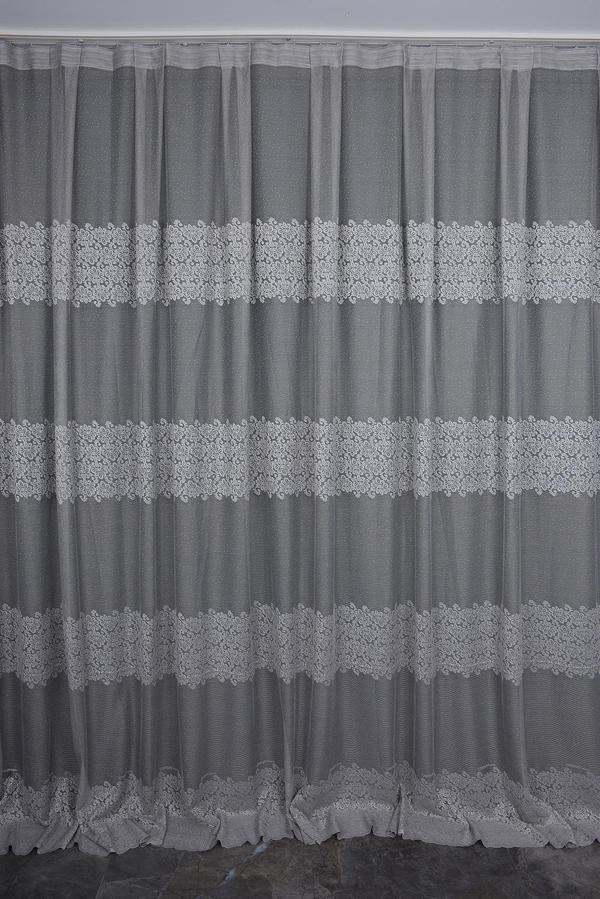 KDK 1260 DESEN GRİ RENK TEK KANAT Hazır dikilmiş Pileli Fon Perde 300*260 cm - Image 1