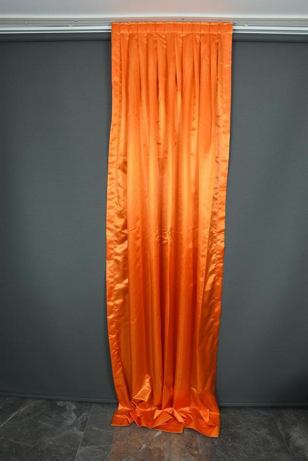 ŞANZELİZE SATEN MODEL TURUNCU RENK TEK KANAT Pileli Fon Perde 75*260 cm - Image 1