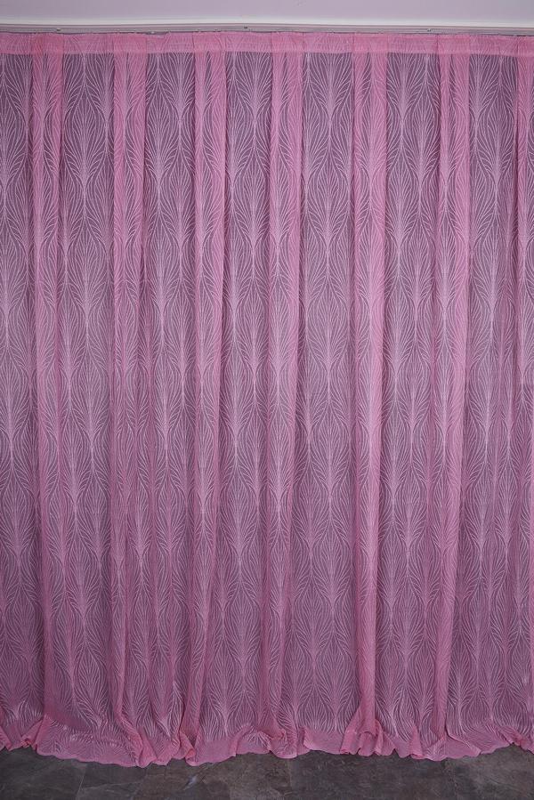 KDK 2580 DESEN PEMBE RENK TEK KANAT Hazır dikilmiş Pileli Fon Perde 300*260 cm - Image 1