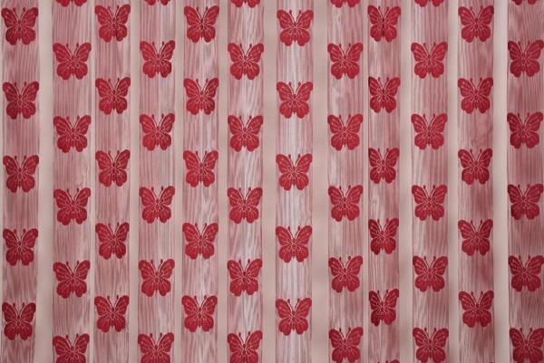KELEBEK  MODEL BORDO RENK İP PERDE HAZIR DÜĞMELERİ DİKİLMİŞ İP PERDE 300*280 cm - Image 1