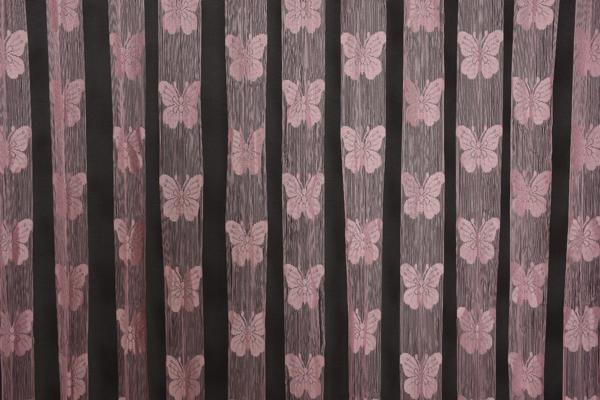 KELEBEK  MODEL PEMBE RENK İP PERDE HAZIR DÜĞMELERİ DİKİLMİŞ İP PERDE 300*280 cm - Image 1