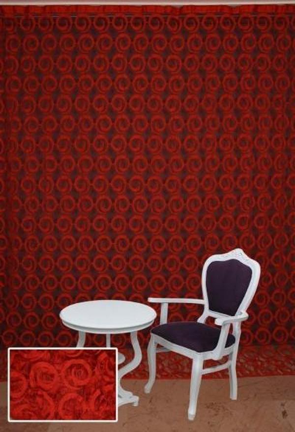 VAKKO  MODEL KIRMIZI RENK İP PERDE HAZIR DÜĞMELERİ DİKİLMİŞ İP PERDE 300*270 cm - Image 1