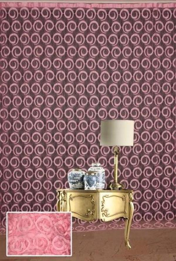 VAKKO  MODEL PEMBE RENK İP PERDE HAZIR DÜĞMELERİ DİKİLMİŞ İP PERDE 300*270 cm - Image 1