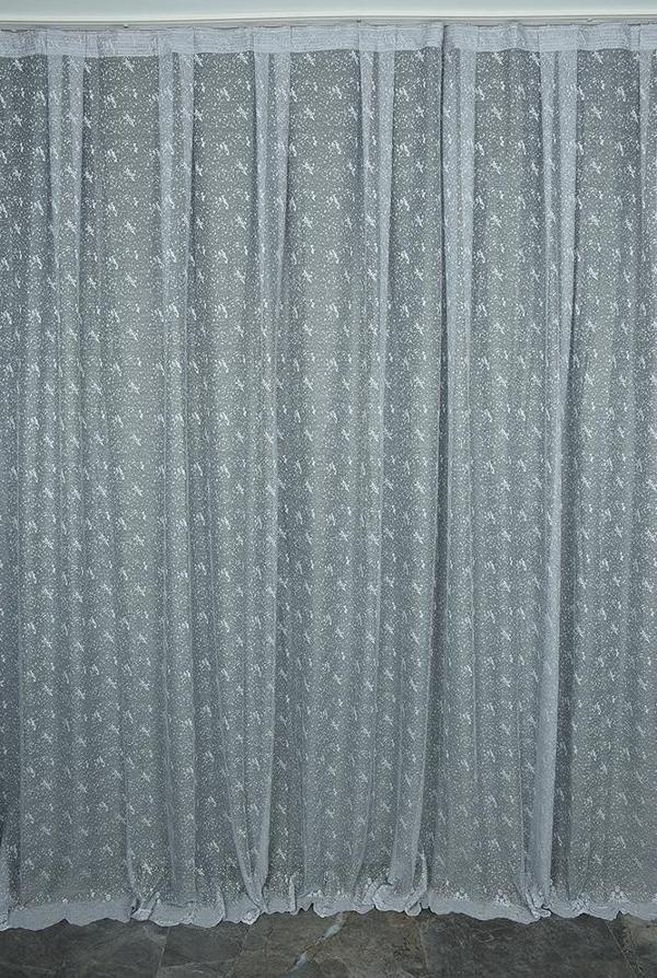KUŞ MODEL GRİ RENK TEK KANAT Hazır dikilmiş Pileli Fon Perde 300*260 cm - Image 1