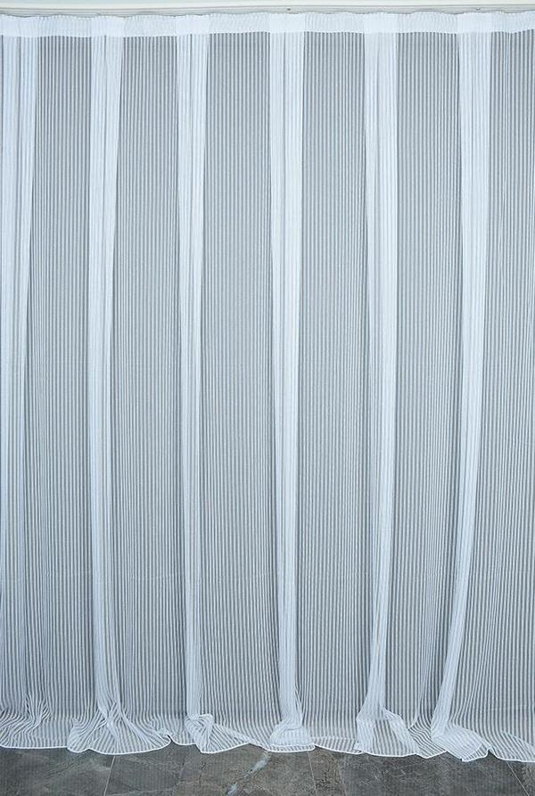 MAKARNA MODEL SİMLİ BEYAZ RENK HAZIR DİKİLMİŞ PİLELİ TÜL PERDE 300*260  - Image 1
