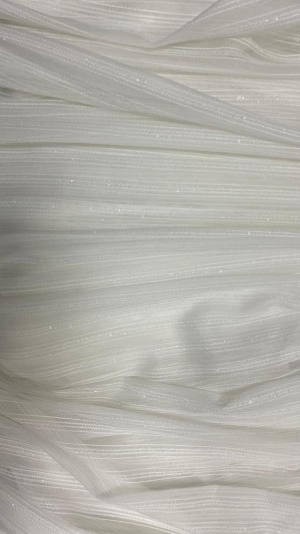MAKARNA 550 MODEL SİMLİ KIRIK BEYAZ RENK HAZIR DİKİLMİŞ PİLELİ TÜL PERDE 300*260  - Image 1