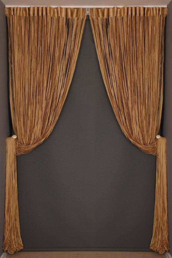 DÜZ İP  MODEL GOLD RENK HAZIR İP PERDE 300*280 - Image 1