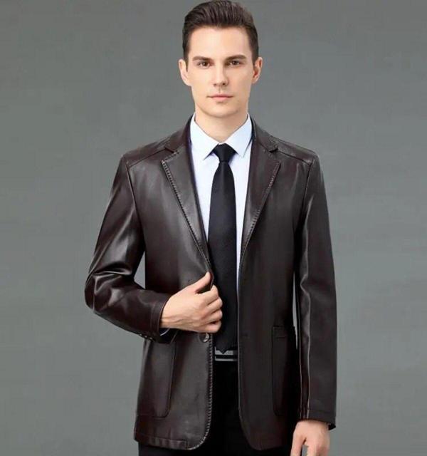 Nyc Giyim Tekstil Hakiki Deri İnce Kesit Blazer Klasik Ceket - Image 1