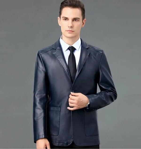 Nyc Giyim Tekstil Hakiki Deri İnce Kesit Blazer Klasik Ceket - Image 1