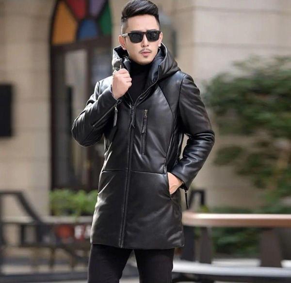 Nyc Giyim Tekstil Hakiki Deri Uzun Mont Kapüşonlu Hakim Yaka - Image 1