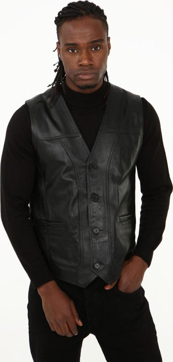 Nyc Giyim Tekstil Klasik Hakiki Kuzu Derisi Yelek Rahat Kesim - Image 1