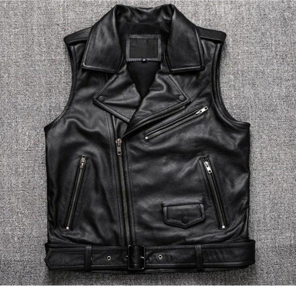 Nyc Giyim Tekstil Kuzu Derisi Motorcu Tarzı Biker Yelek Siyah Renk - Image 1