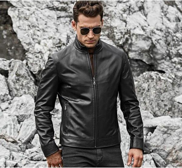 Nyc Giyim Tekstil Dik Yaka Hakiki Deri Düz Mont - Image 1