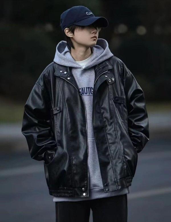 Nyc Giyim Tekstil Ultra Ovarsize Hakiki Deri Unisex Hip Hop Ceket Tarzı Mont - Image 1