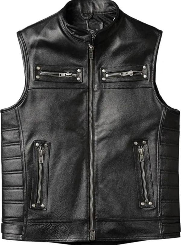 Nyc Giyim Tekstil Motorcu Yelek Siyah Kuzu Derisi - Image 1
