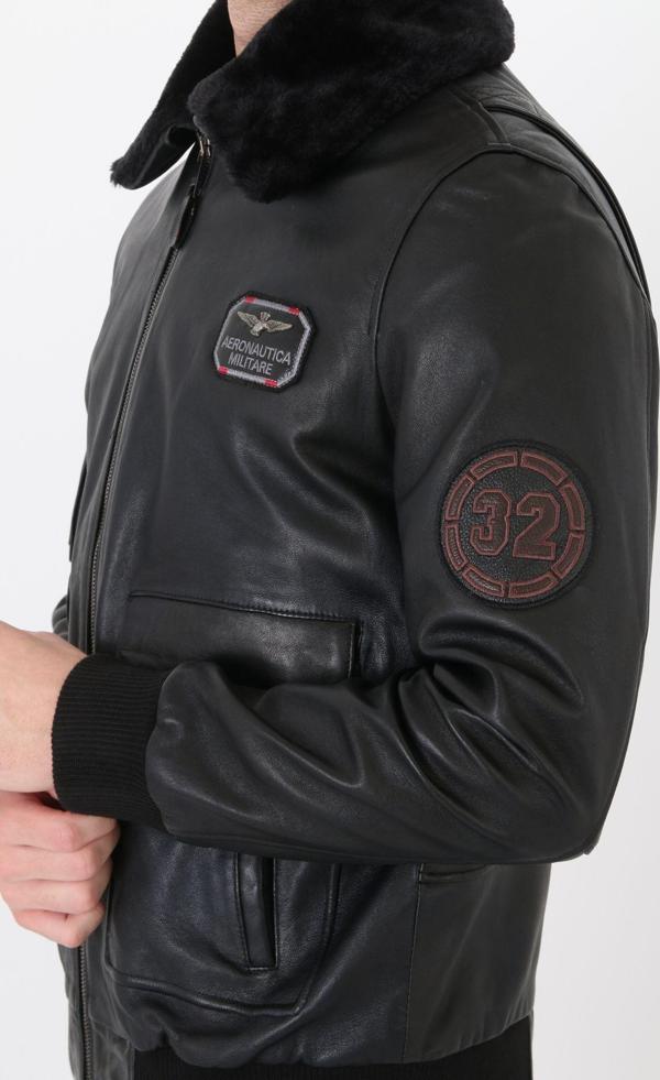 Nyc Giyim Tekstil Pilot Mont Hakiki Deri Erkek Siyah Renk - Image 1