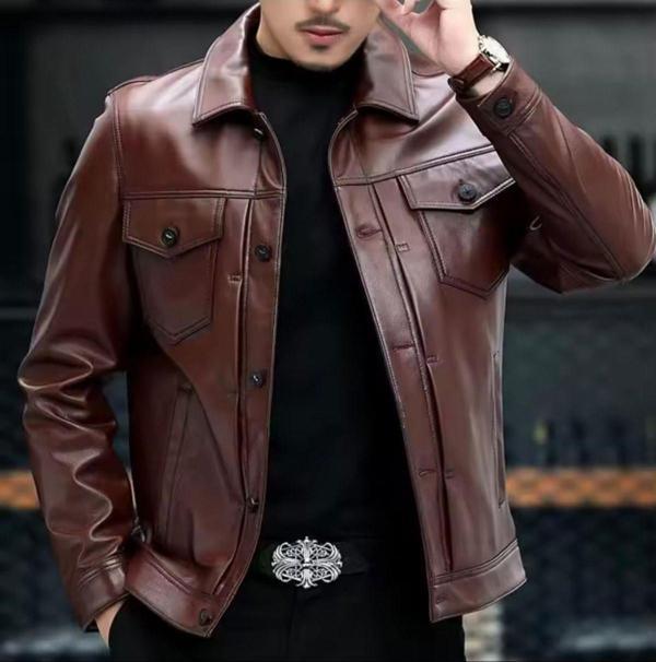 Nyc Giyim Tekstil Mevsimlik Ceket Spor Hakiki Deri Düğme,Gömlek Yaka Ve Dikiş Detaylı - Image 1