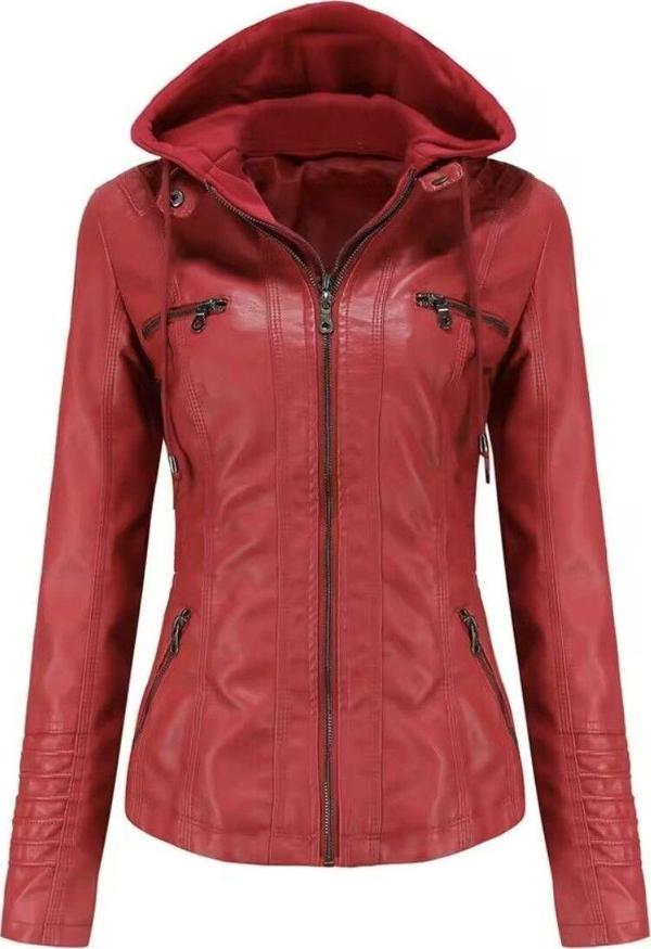 Nyc Giyim Tekstil Kadın Ceket Hakiki Kuzu Derisi Kapüşonlu - Image 1