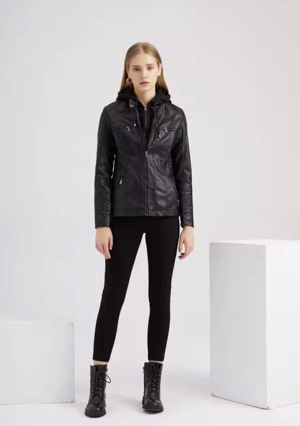 Nyc Giyim Tekstil Kadın Ceket Hakiki Kuzu Derisi Kapüşonlu - Image 1