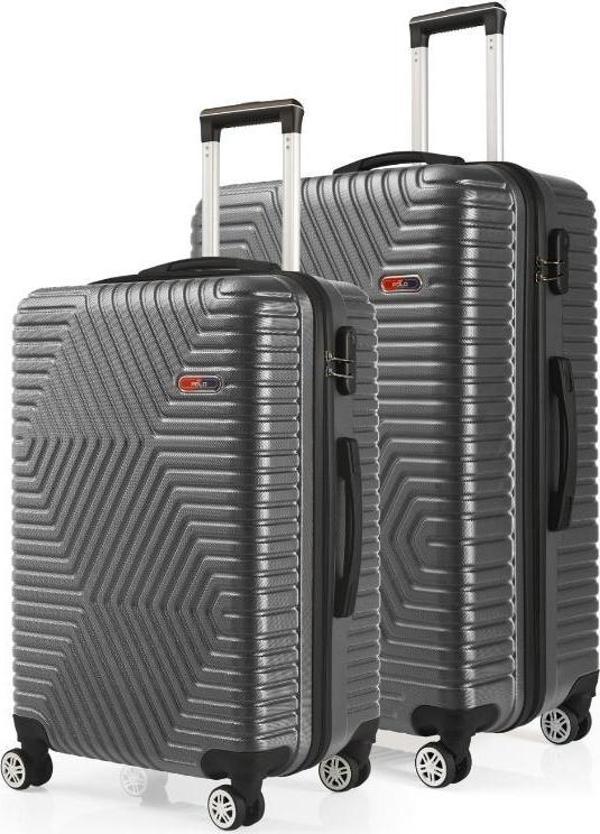 G&D Polo Suitcase Abs Orta Ve Büyük Boy Koyu Gri 2'li Valiz Seti 600.02-B - Image 1