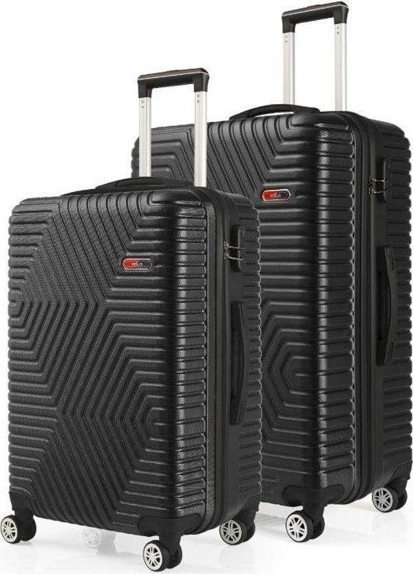 G&D Polo Suitcase Abs Orta Ve Büyük Boy Siyah 2'li Valiz Seti 600.01-B - Image 1
