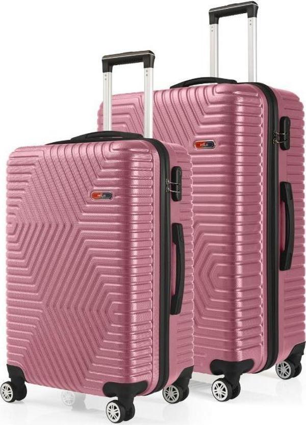 G&D Polo Suitcase Abs Orta Ve Büyük Boy Gül Kurusu 2'li Valiz Seti 600.08-B - Image 1