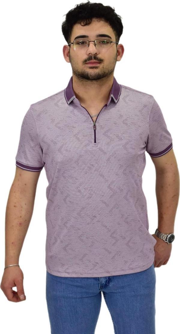 Erkek Polo Yaka Fermuarlı Merserize Jakarlı Tişört 7570 BGL-ST04536 - Image 1